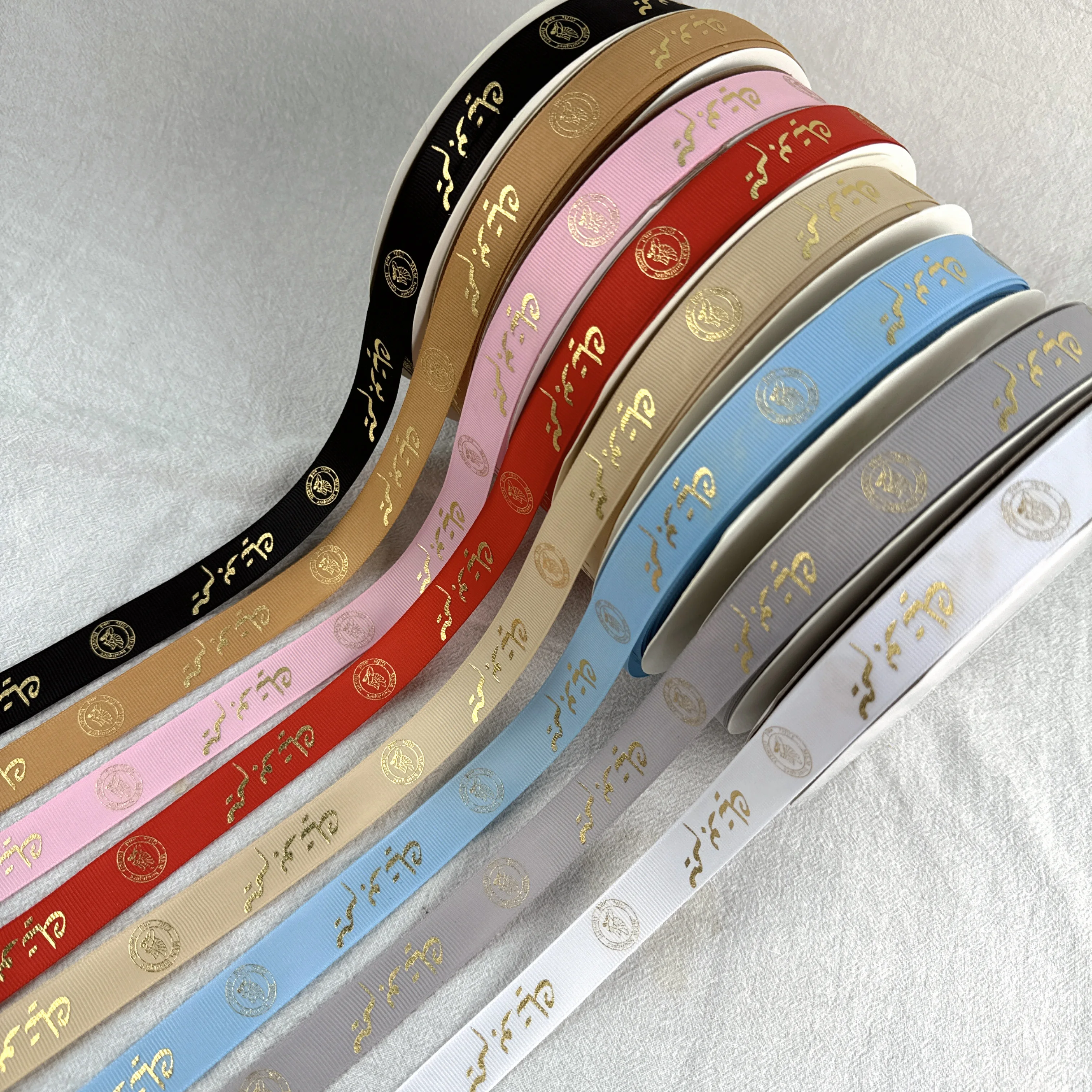 Wholesale Brand Printing Bronzing Luxury Ribbon Flower Bouquet Wrapping Flower Box Packaging Material Thread Floral Ribbon