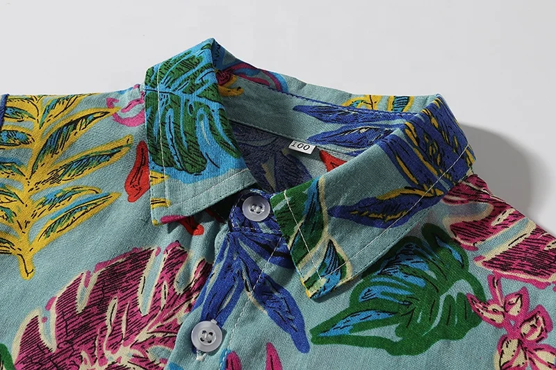 
summer shirt for kids full-print leaf boys clothes handsome refreshing boys shirts 