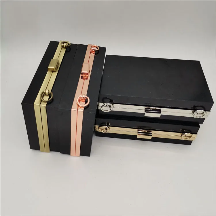 

16.5x8cm clutch metal frames with black plastic shells box purse frame