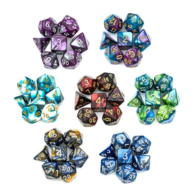 

Udixi Custom Logo Color Mixed Plastic Polyhedral Acrylic Dice for DND RPG MTG Board or Card Games Dungeons and Dragons Dice Set, 2 colors mixed