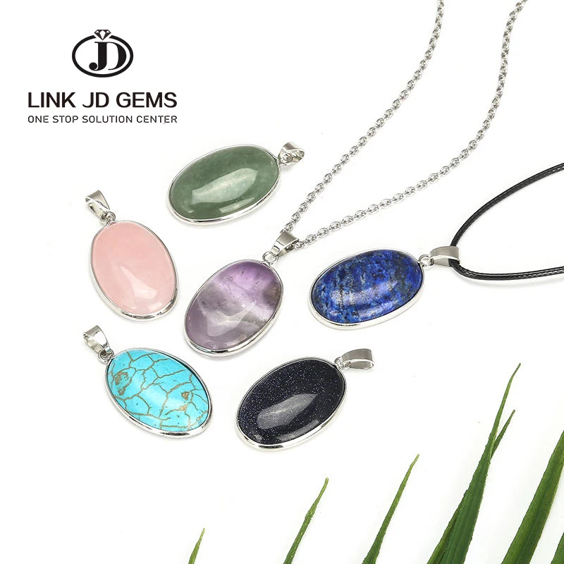 

Cheap Gemstone Summer Egg Oval Shape Natural Amethyst Stone Crystal Charms For Necklaces Pendant Choker Jewelry