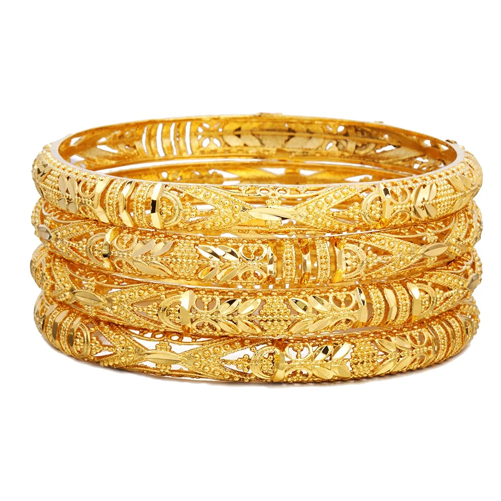 

Ethlyn 1 pcs Ethiopian Gold Plated Wedding Bangle for Women Dubai Bride Bracelet African Jewelry Middle East Items B212