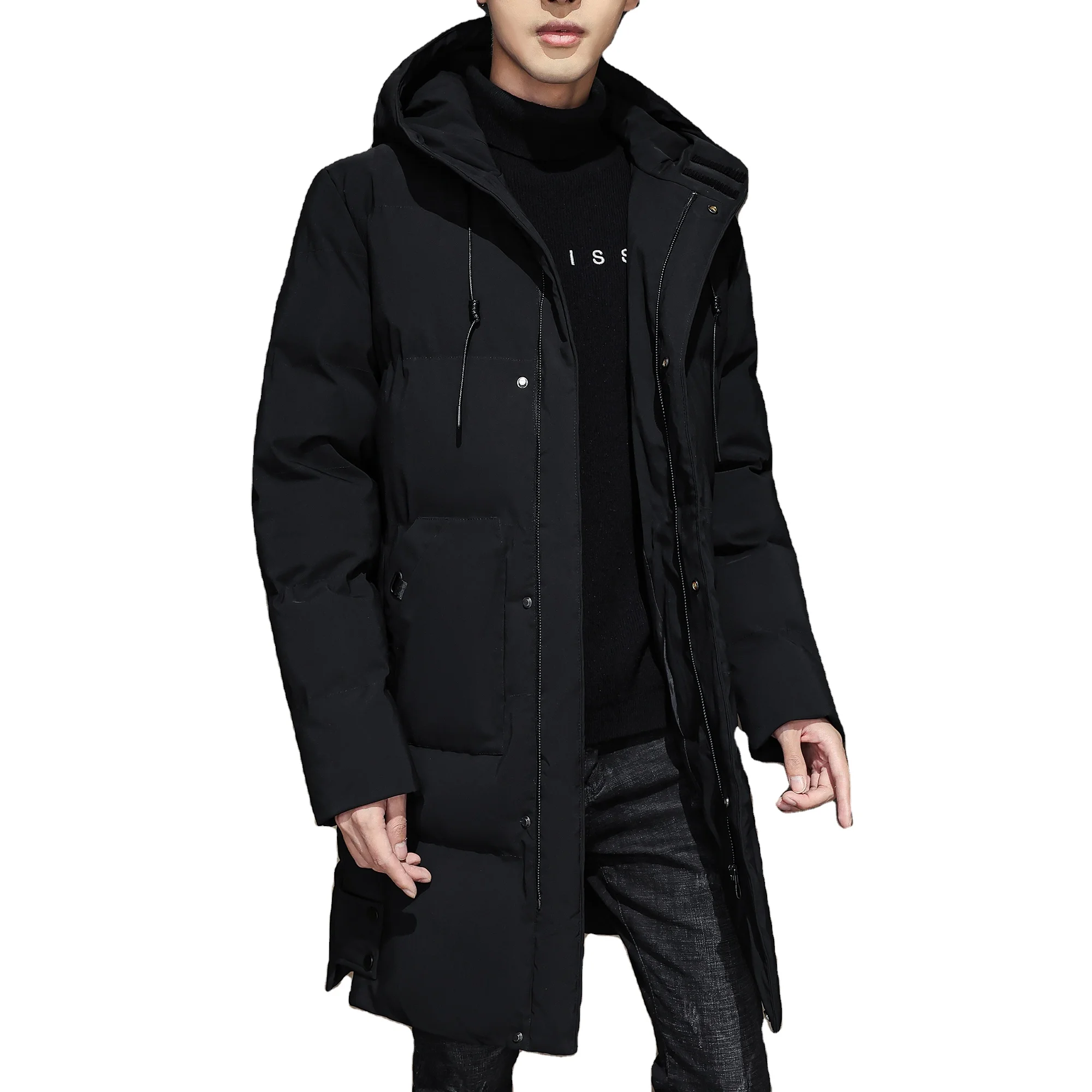 

2021 Parka Men Jackets Winter Warm Windbreaker Solid Men Long Coats