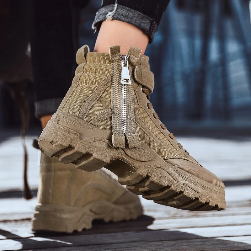

Autumn and winter boots High-top European style Men's shoes Retro Men's mid-boots Canvas boots Men's wild tooling tide sh