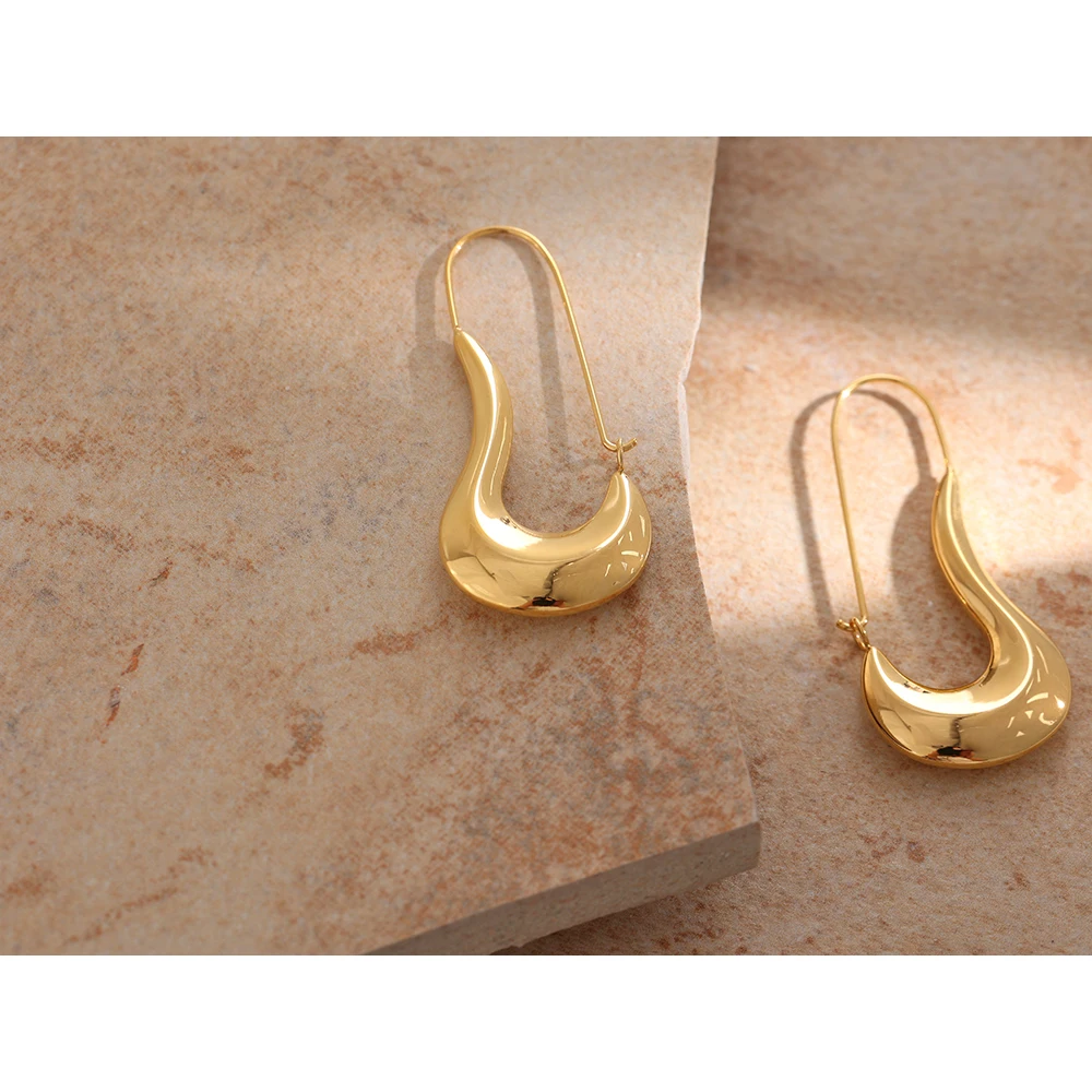 

JINYOU 1952 Minimalist Exaggerate Big Metal 18K Gold PVD Waterproof Fashion Earrings Stainless Steel Charm Personality Jewelry