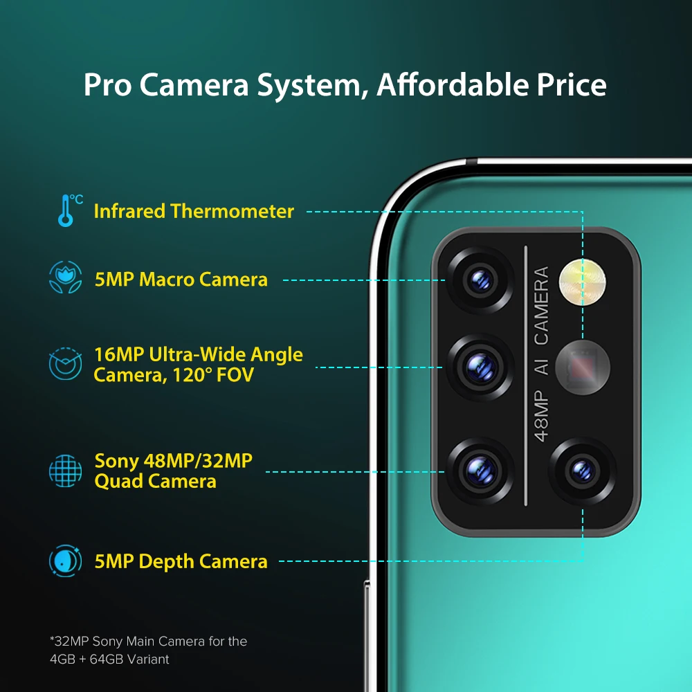 
UMIDIGI A9 Pro Android Mobile Phone 4g 48MP Quad Camera 6.3