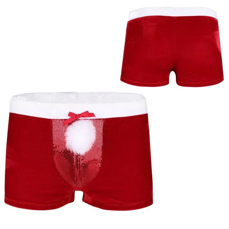 

M-XL Red Mens Lingerie Velvet Christmas Holiday Boxer Shorts Underwear Underpants