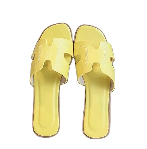 

Customized Logo Brand Non-slip Women's Flat Soft Sole imitation Leather Sandal comfortable Slippers White Pink Black Slider