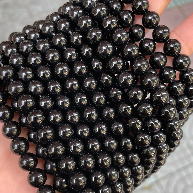 

Wholesale Round Loose Gemstone Beads 6mm 8mm 10mm Smooth Black Onyx Agate Stone Beads DIY For Jewelry Making