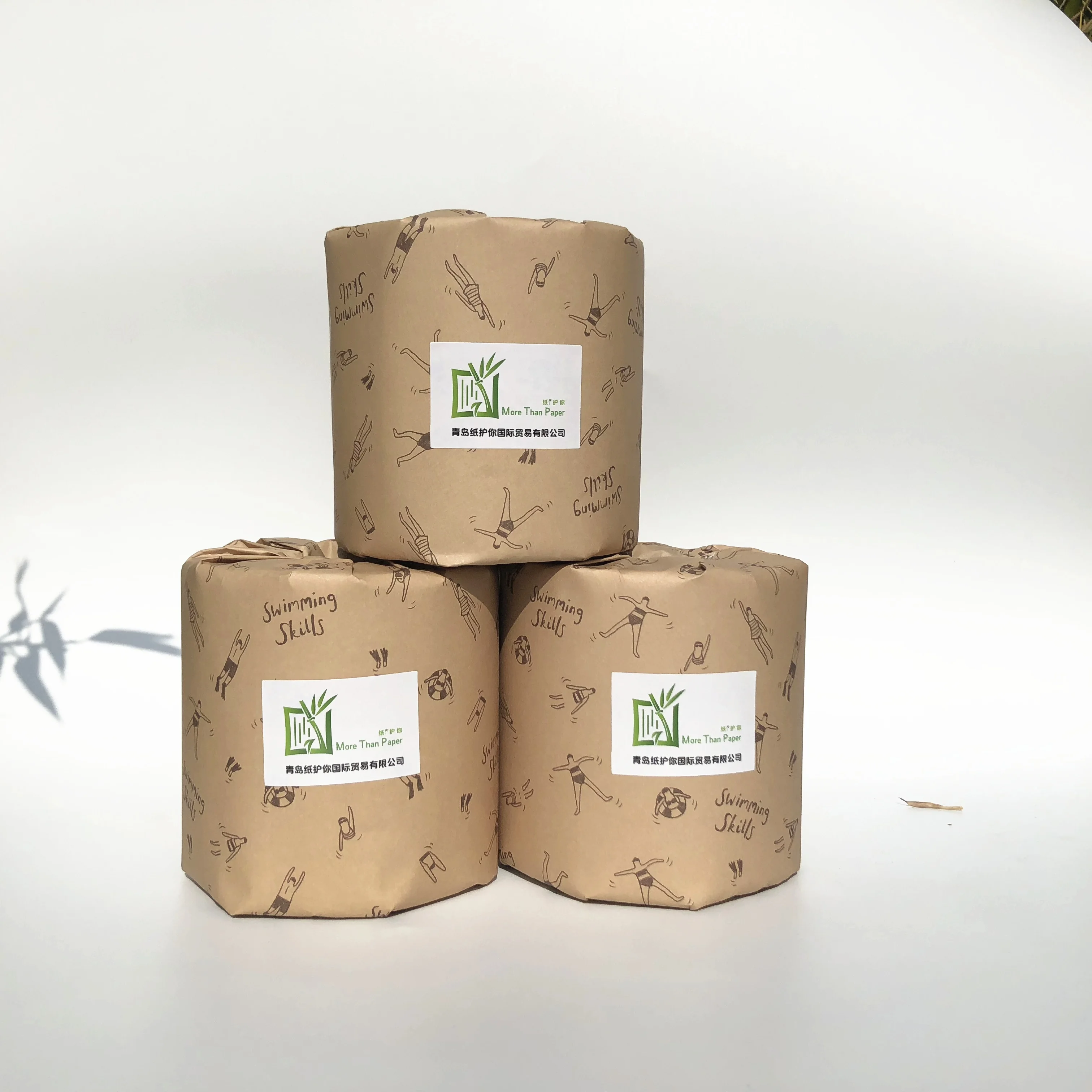 

Tree free plastic free Unbleached eco-friendly 100% Pure Bamboo Toilet Tissue, White paper or nature colour