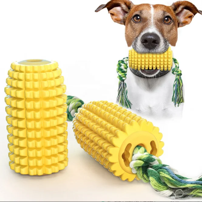 

dog toothbrush chew toy corn molar stick bite-resistant dog toy with rope puzzle dog pet tooth toy, Yellow