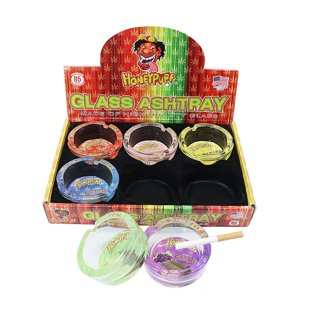 

Hot Sale Glass Ashtray Round 8.5cm Light Washable Honeypuff Ashtray