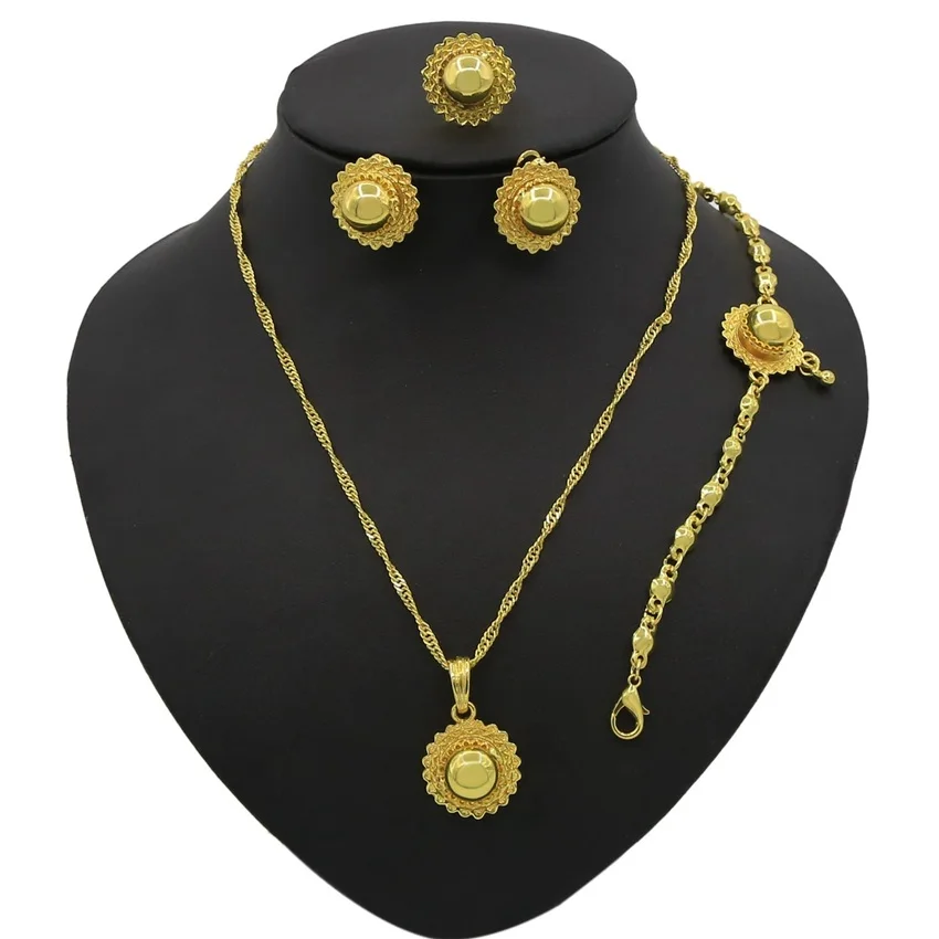 

Wholesale Fashion african jewellery arabic 24k gold ethiopian gold jewelry set, Gold silver red any color is avaliable