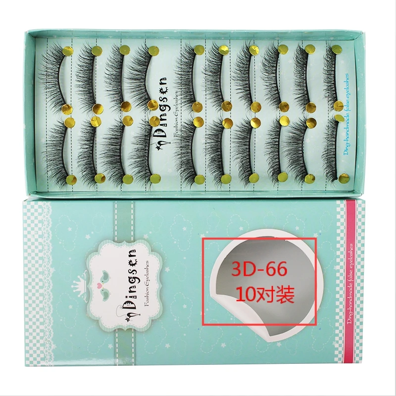 

Wholesale china vendor silk fiber eyelashes 3d fluffy false strip mink eye lashes with 10in1 eyelash box