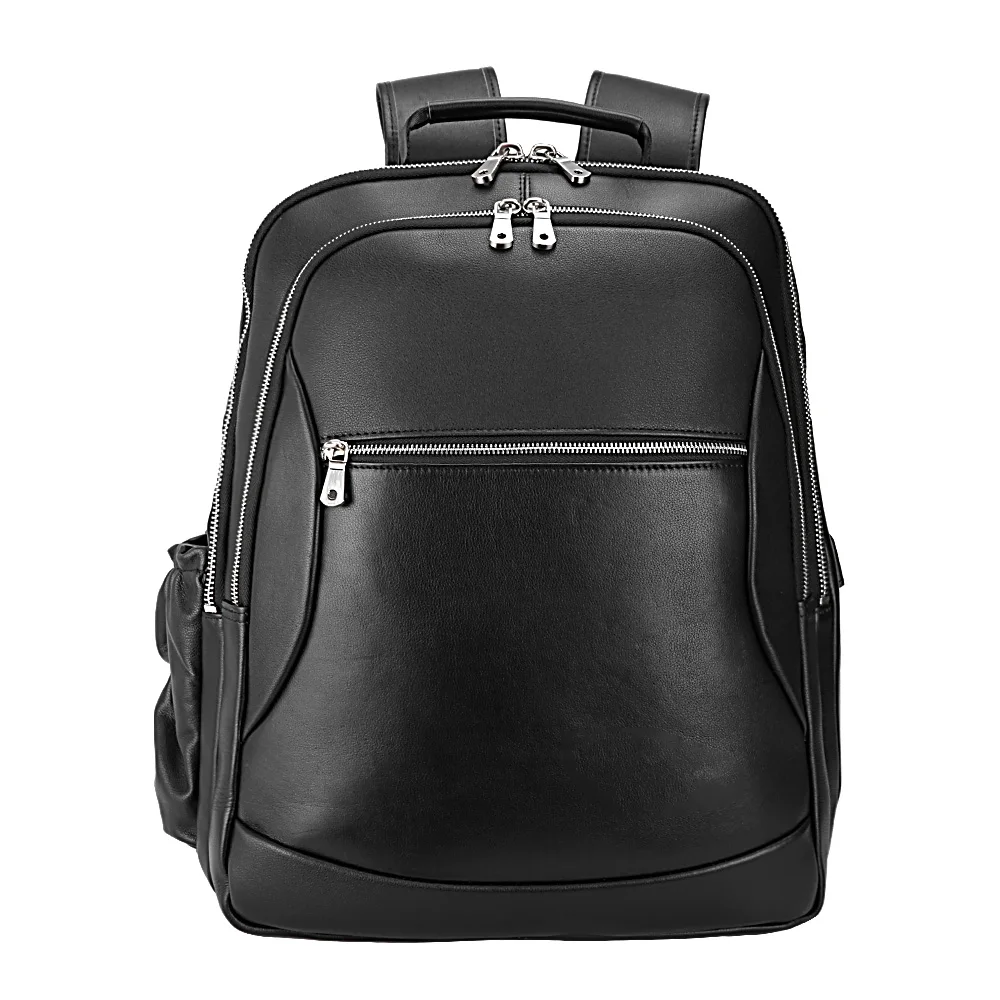 

TIDING Custom High Quality Black Genuine Full Grain Leather Bag Travel 15.6 Inch Laptop Backpack, Customized color