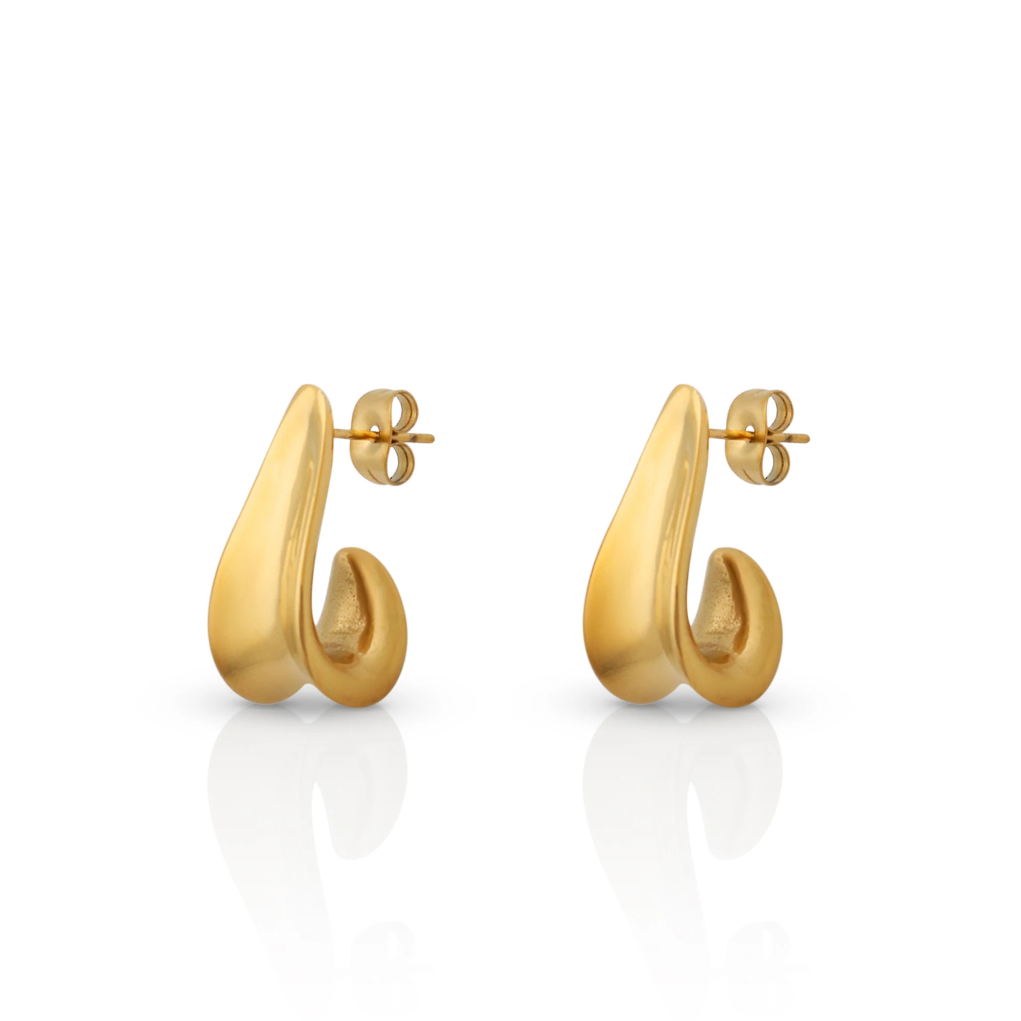 

Chris April in stock fashion jewellery 316L stainless steel pvd gold plated non-tarnish unique frizzle hoop earrings