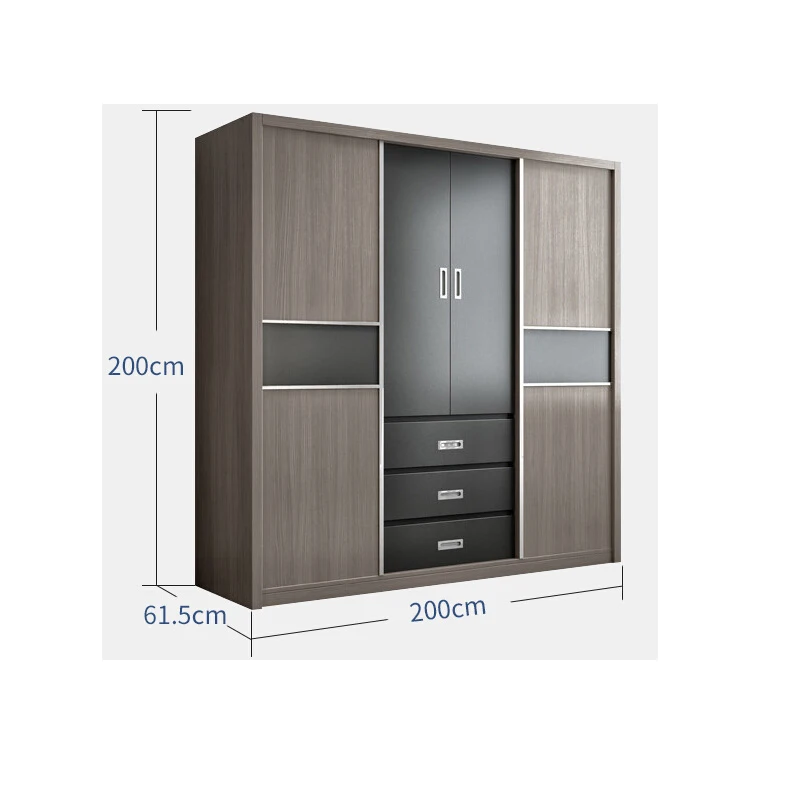 Customized Portable Sliding Wooden Clothing Wardrobe Cabinet