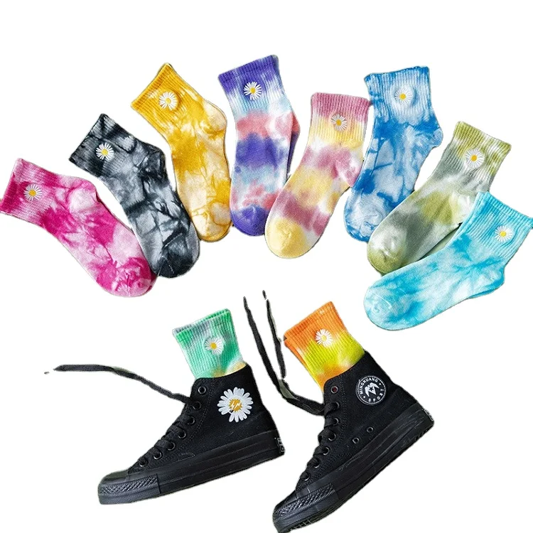 

Custom crew sock funky gym large tie dye embroidery women socks cotton unisex lady socks with embroidery, Custom color