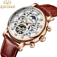 

KINYUED Skeleton Automatic Watch Men Sun Moon Phase Waterproof Mens Tourbillon Mechanical Watches Top Brand Luxury Wristwatches