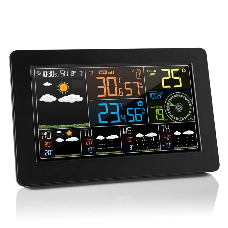 

Drop Shipping Wireless App Control Desktop Weather Forecast Digital Alarm Clock Temperature Display wifi clcok, Customizable