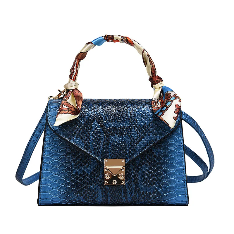 

2020 autumn winter Fashion women serpentine square purse handbag contrast color snakeskin crossbody bag Shoulder Bag for ladies