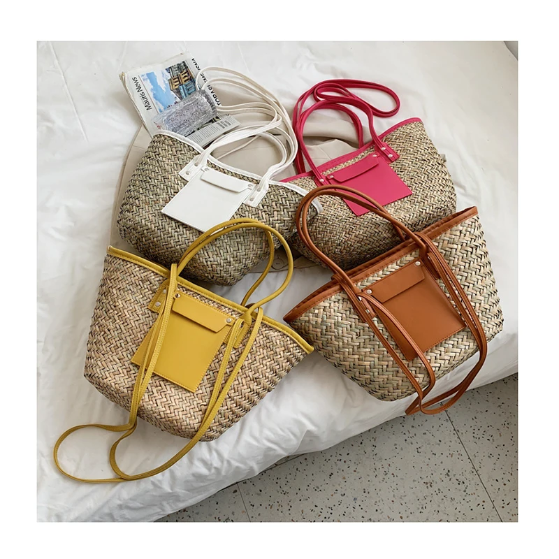 

Summer Handmade Bags for Women NEW Large Capacity Straw Bags Woven Basket Bolsa Tote Top Handle Handbags Lady Beach Hand bags