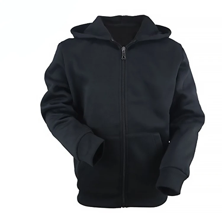

Plain Black Color Zip Up Hoodies Custom Cotton Hoodie Mens Zip Sweatshirt