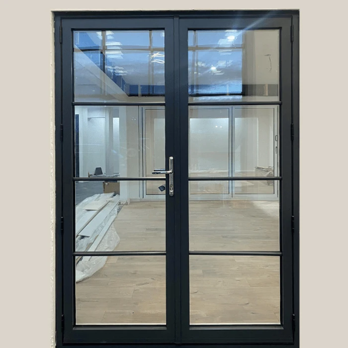 

TOMA 2021 New Metal French Doors Aluminum Casement Door Arrival French Entrance Door Exterior Black Glass Steel Graphic Design