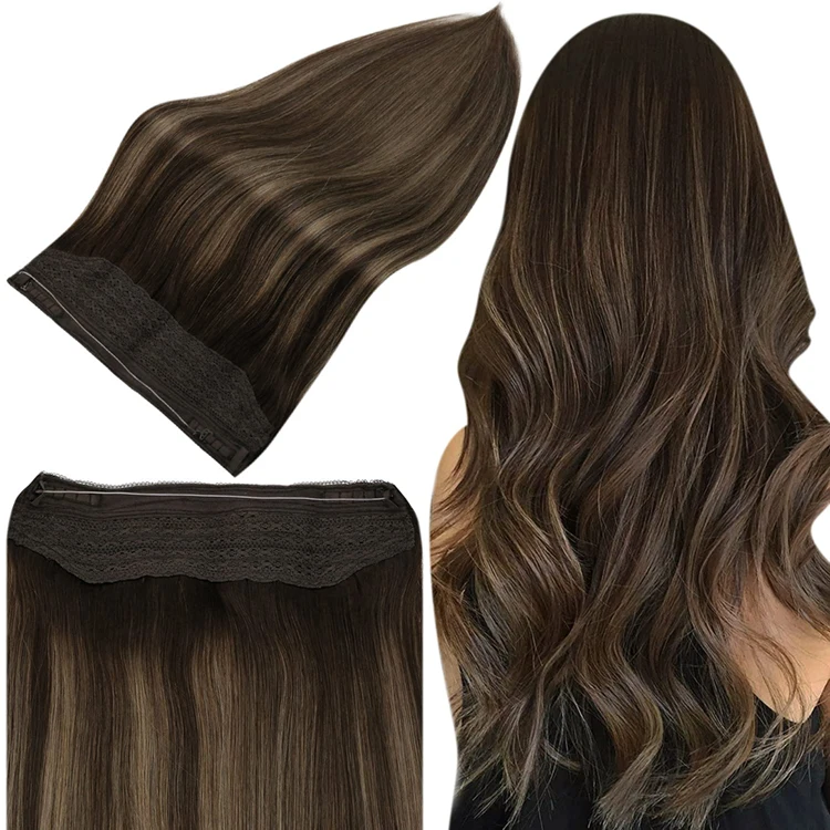 

Full Shine Factory Wholesale Price Invisible Halo Hair Balayage #2/8/2 Halo Human Hair Extensions