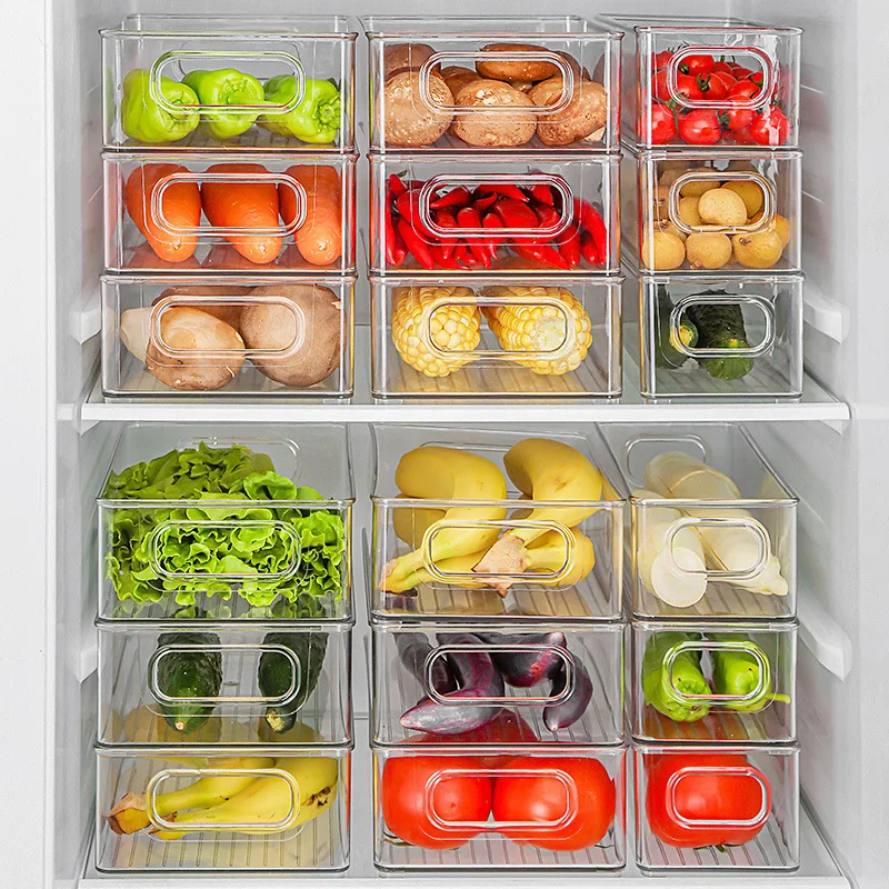 

Wholesale Modern Japanese Drawer Type Stackable Refrigerator Vegetable Plastic Storage Box Food Container, Transparent