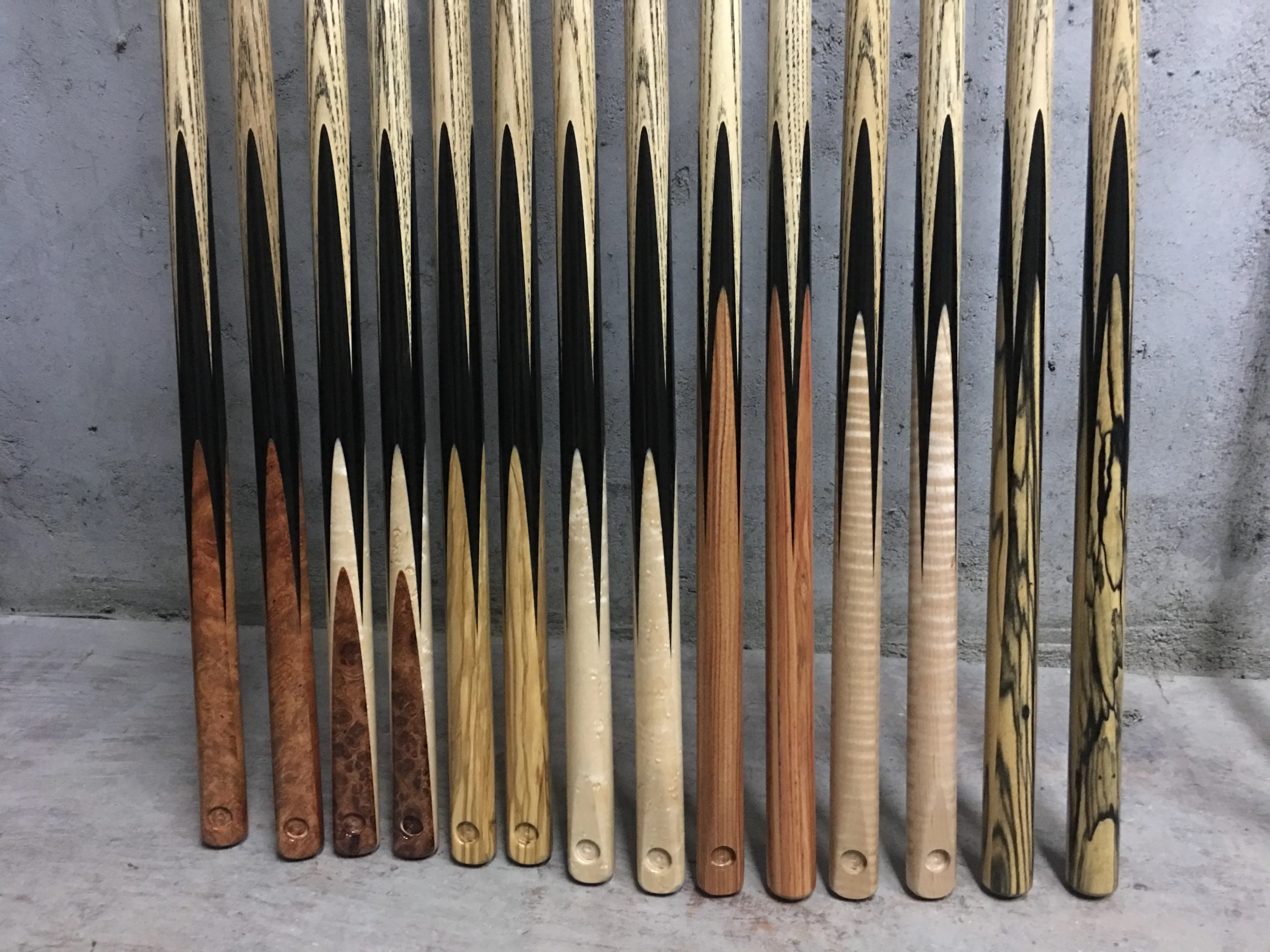 
custom tip size 1pc snooker cue 3/4 joint handmade snooker cue 