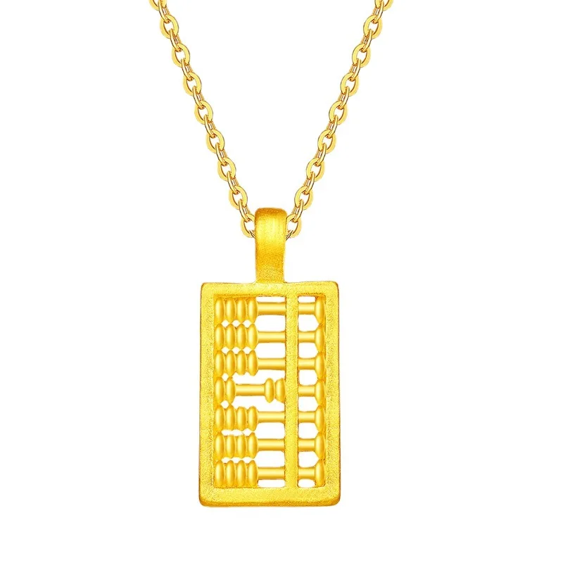 

Certified Gold 999 Pure Ruyi Small Abacus 3D Hard Pendant Female Bringing Good Luck And Wealth Necklace