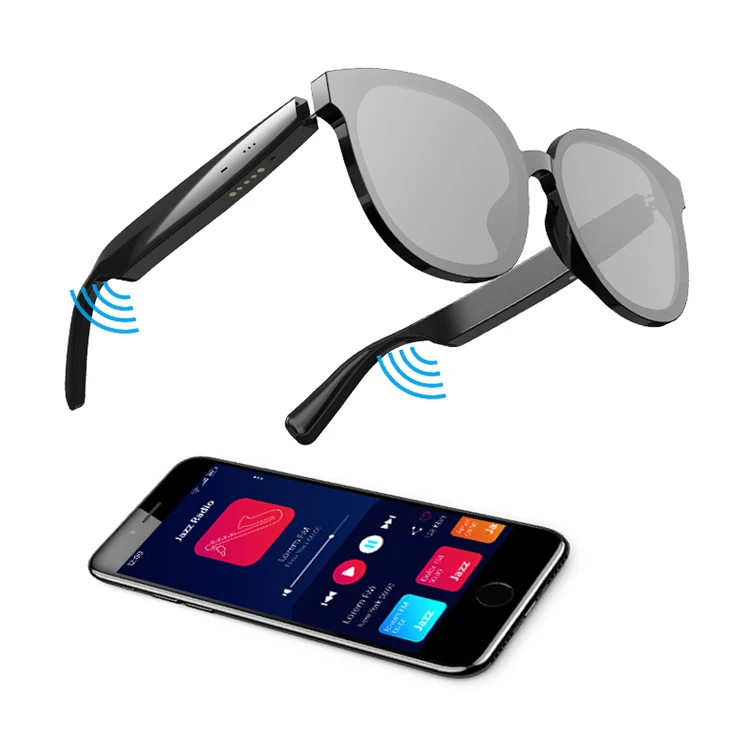 

2021 Newest Fashion sunglass with earphone BT5.0 smart glasses replaceable frame headphone sunglass