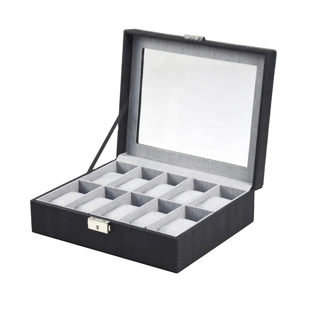 

Wholesale 10 compartments leather watch pack box with custom logo