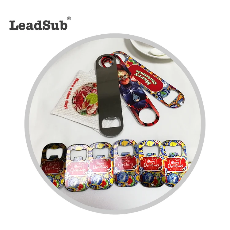 

Leadsub Customized Logo sublimation metal Rainbow Multifunction beer bottle opener bar blade stainless steel plain bottle opener, Sliver/white