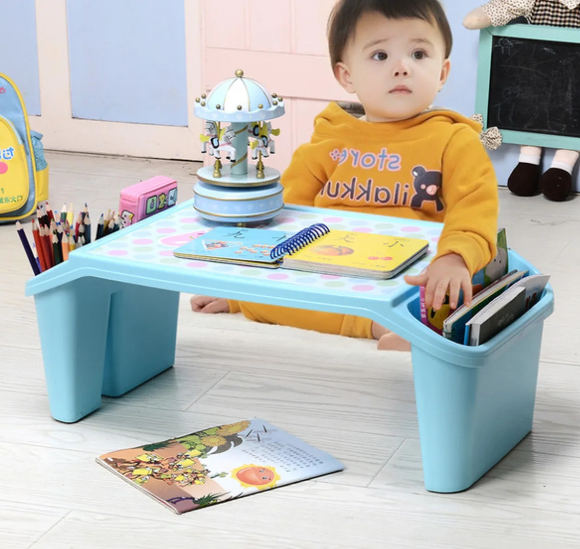 

Children Learning Plastic Bed Table Baby Student Desk Reading And Writing Storage Table, Blue,pink