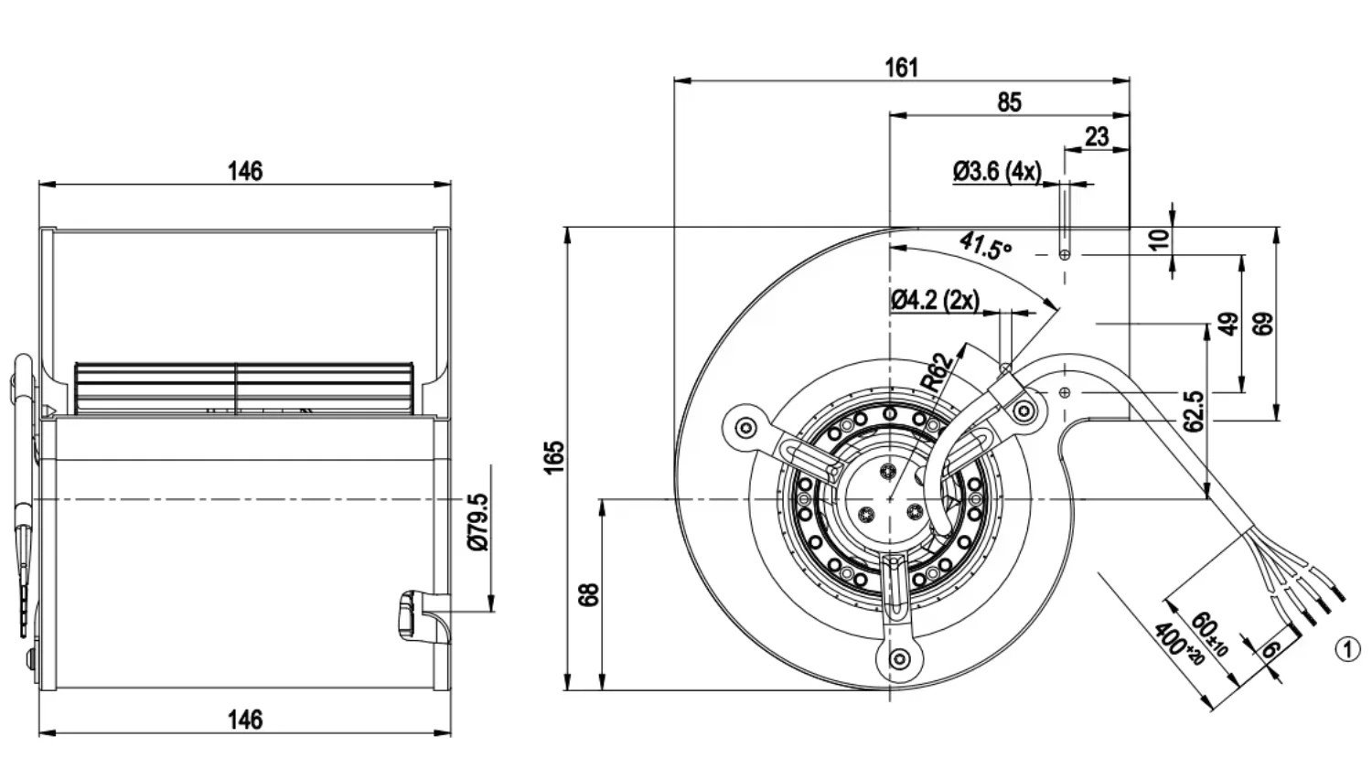 Blower, 97mm, D2E097-BI56-E9, 230V, Stainless - detail 10