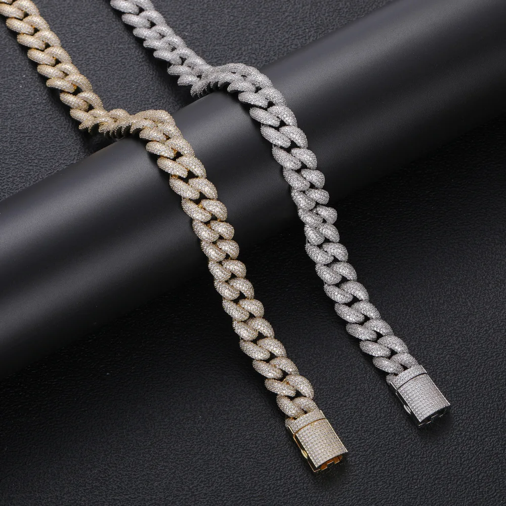 

18K Gold Plated Men Necklace Iced Out Rapper Most Fashion Hip Hop Jewelry 15mm Cuban Link Chain, Random