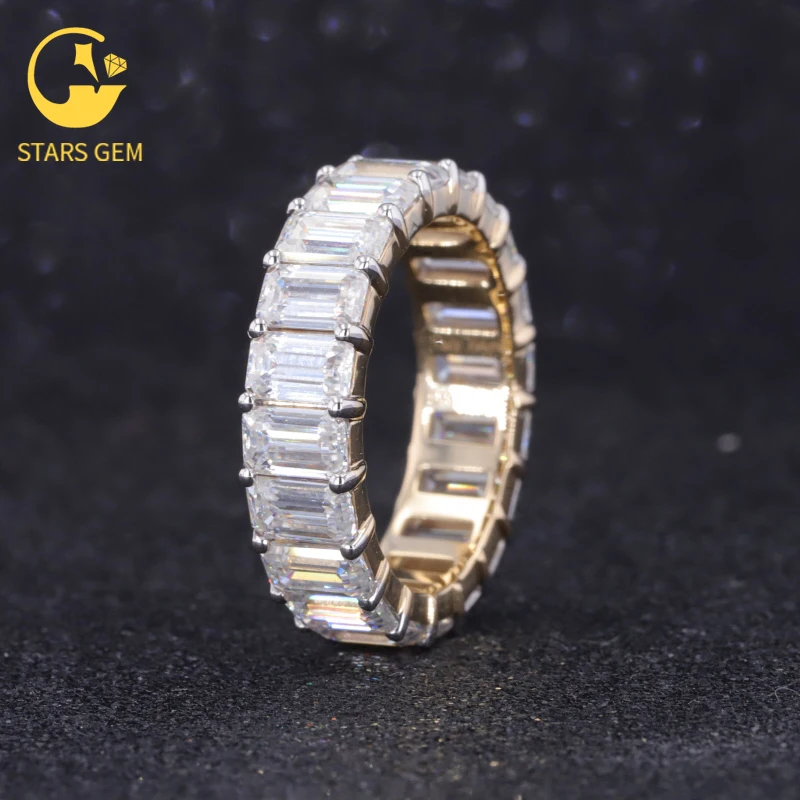 

Starsgem moissanite real gold rings emerald jewelry ring gold 1carat moissanite diamond fine jewelry rings