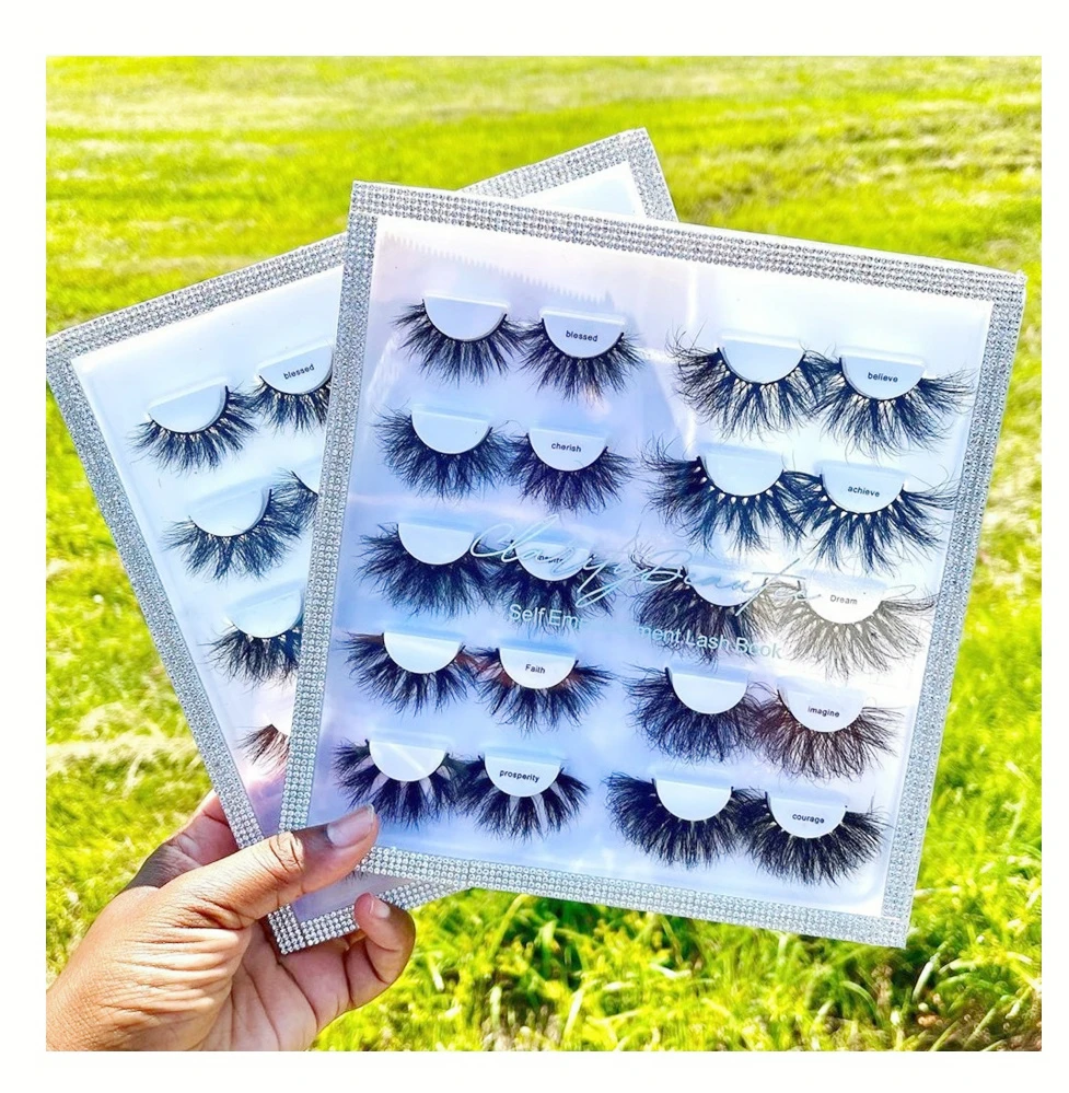 

Full Strip Eyelash Mink Silk And Faux Mink Eyelash3d Custom Eyelash Packaging 25 mm 3d Mink Eyelash With Magnetic Box, Black