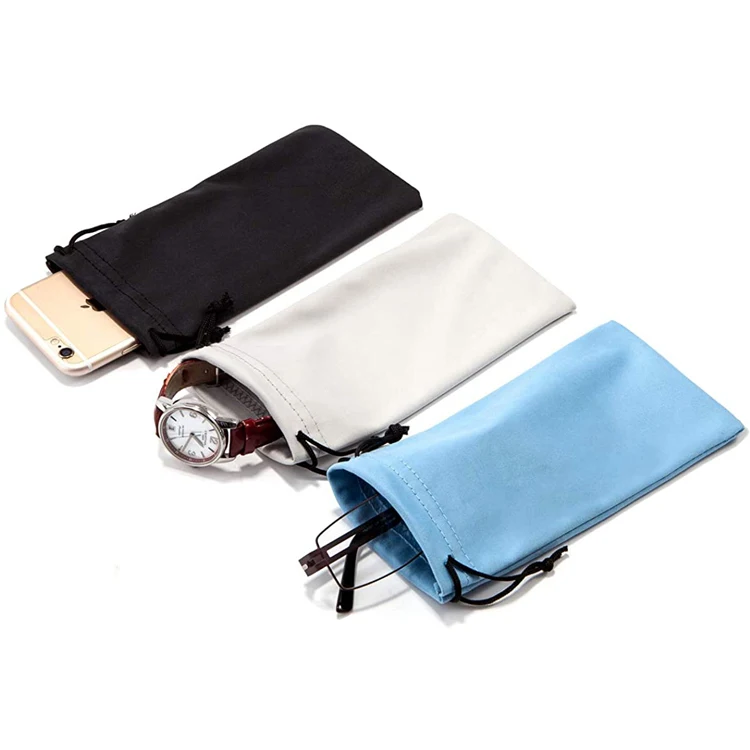 

Custom logo recycled microfiber soft reading eyeglasses pouch sunglasses bag, White