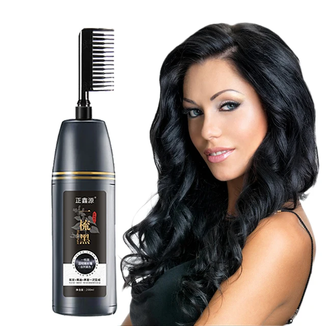 

wholesale wash cream shampoo glossy Fast black hair color shampoo herbal hair dye
