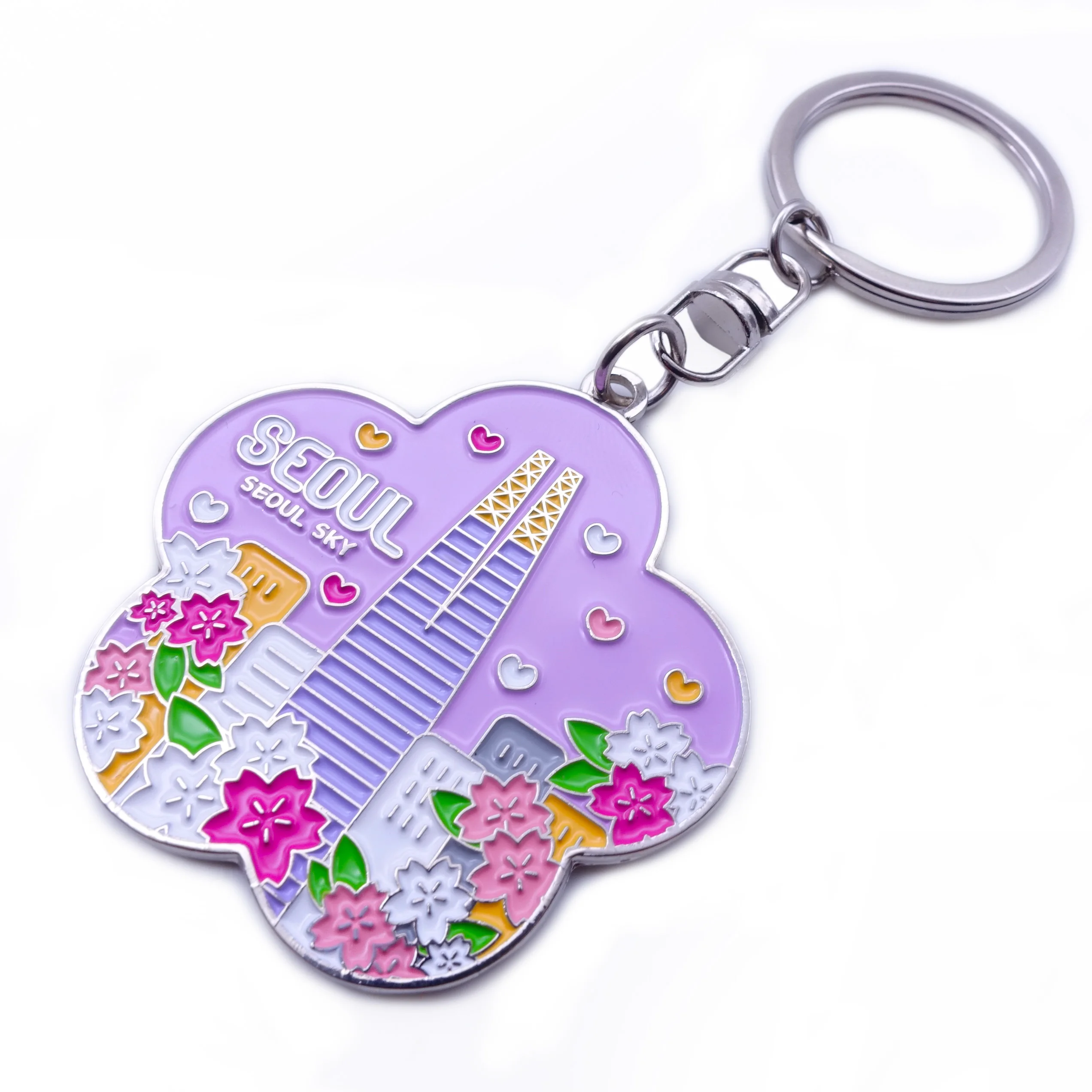 

2022 Wholesale Customized Cheap Flower Shaped Epoxy Hard Enamel Metal Key Chains