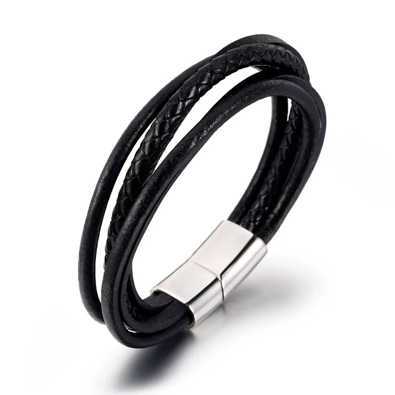 

Fashion Silver Jewelry Men Bracelets Men Charm bracelet Titanium Leather Bracelet