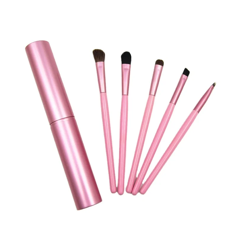 

Private Label 5pcs Pony Hair Make Up Brush Quality Double End Makeup Brushes Eyeshadow Pink Makeup Brush Set, Customized color