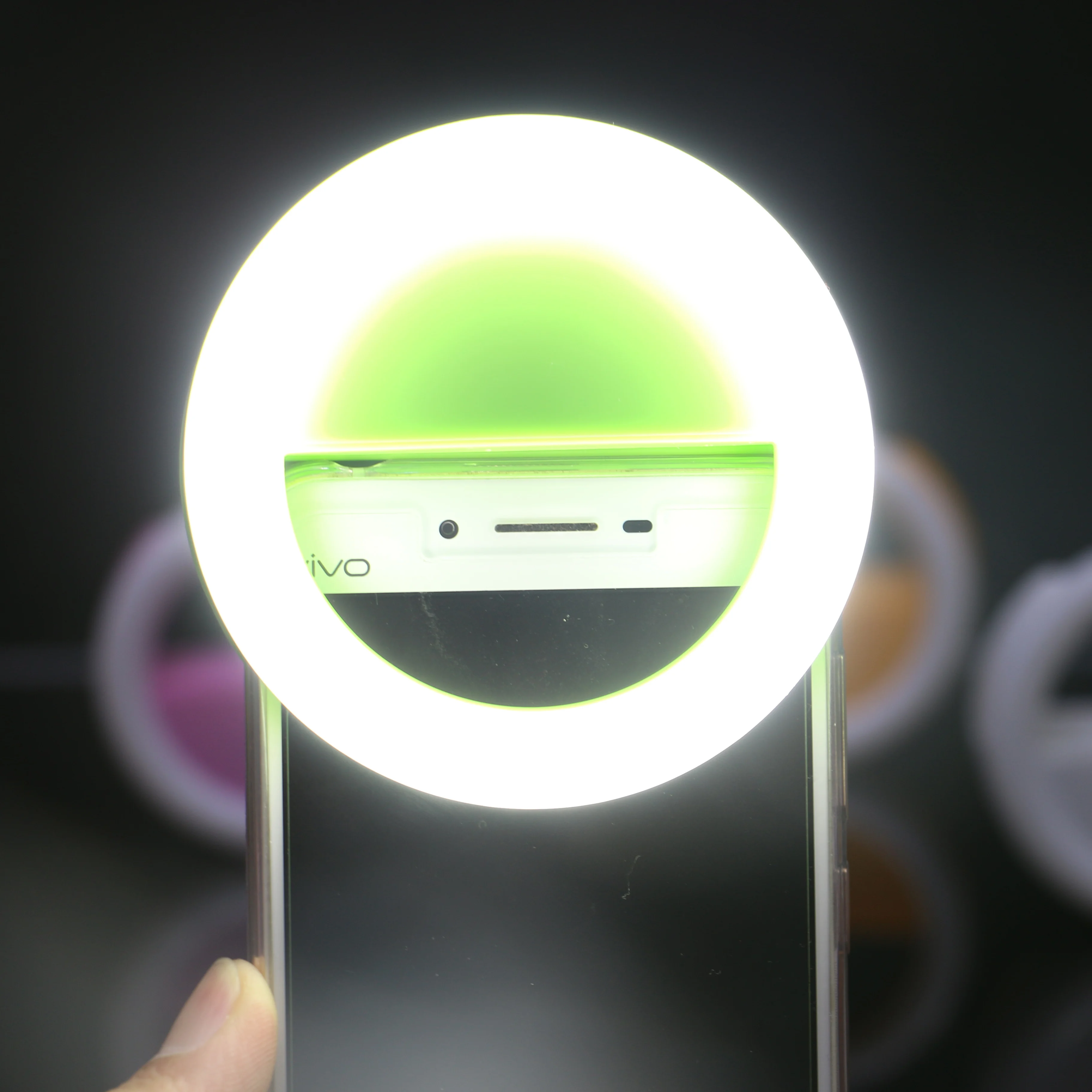 

new design hot sell popular LED selfie camera accessories photographic lighting portable phone clip ring light, White/pink/orange/green