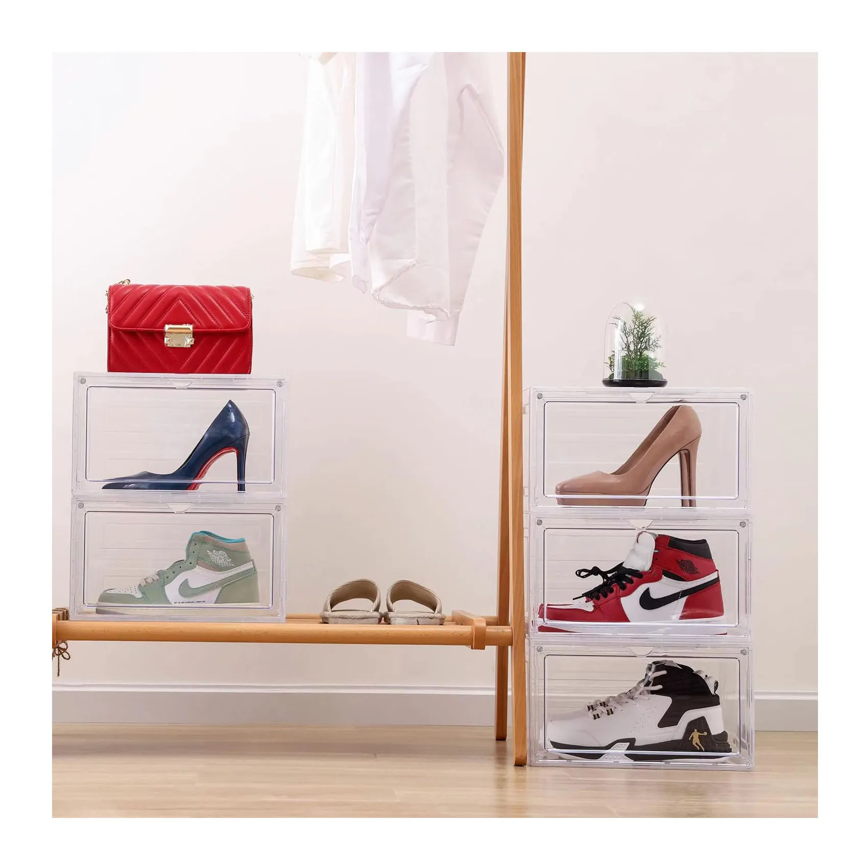 Foldable Eco-Friendly PP Plastic Rectangle Shoe Box with Space-Saving Design for Household Use