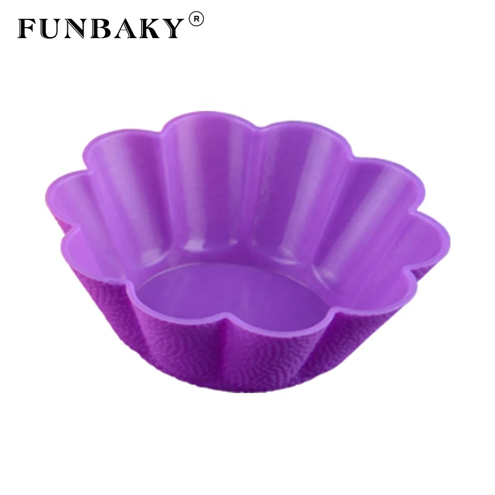 

FUNBAKY Silicone kitchen tools round flower shape muffin cake cup bakeware making molds heat resistant silicone cup cake baking, Customized color