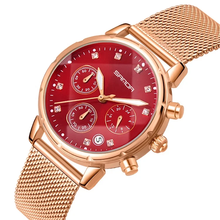 

SANDA Fashion Women Watches Romantic Rose Gold Quartz Watch Mesh Strap Ladies Sports Wristwatch SANDA Luxury Brand