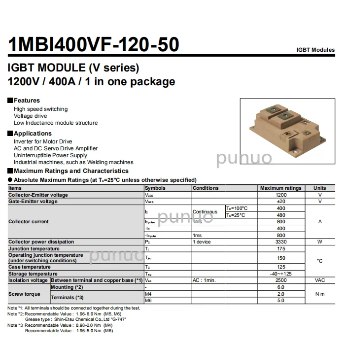 FUJI IGBT driver Module 1MBI400VF-120-50 